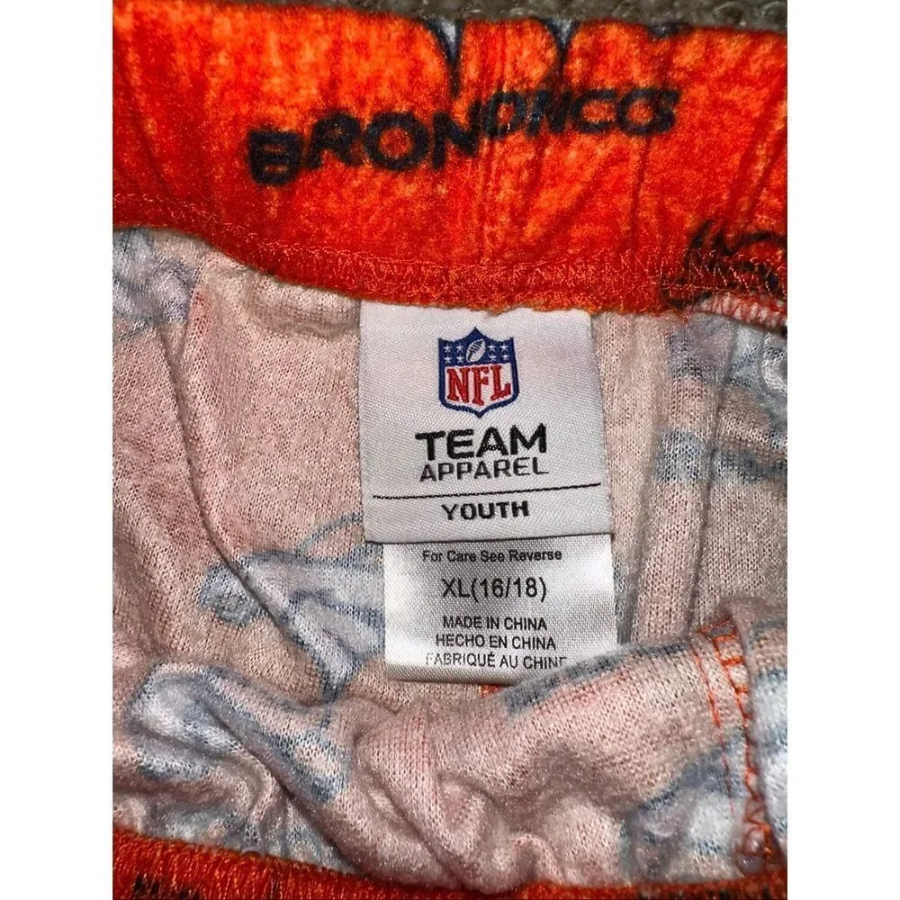 DENVER BRONCOS NFL TEAM APPAREL YOUTH PAJAMAS LOUNGE PANTS ORANGE XL 16 18